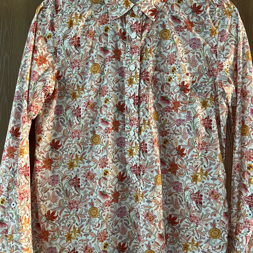 J Crew classic-fit organic cotton popover in Liberty Garden of Life fabric